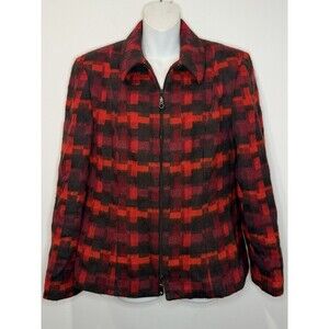 Emil Rutenberg Vintage Red Black Wool Mohair Blend Jacket Size M EUC!!